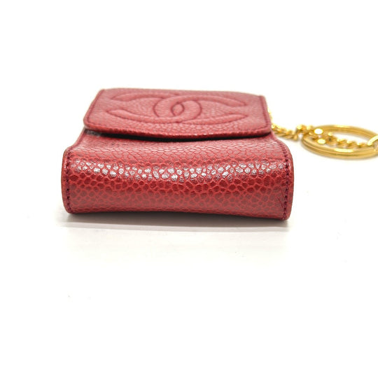 CHANEL Cigarette case Caviar skin Red CC COCO Mark mini Women Secondhand Authentic