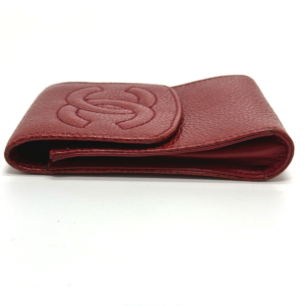 CHANEL Cigarette case Caviar skin Red CC COCO Mark mini Women Secondhand Authentic