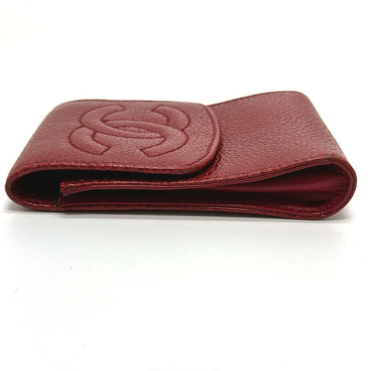 CHANEL Cigarette case Caviar skin Red CC COCO Mark mini Women Secondhand Authentic