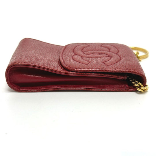 CHANEL Cigarette case Caviar skin Red CC COCO Mark mini Women Secondhand Authentic