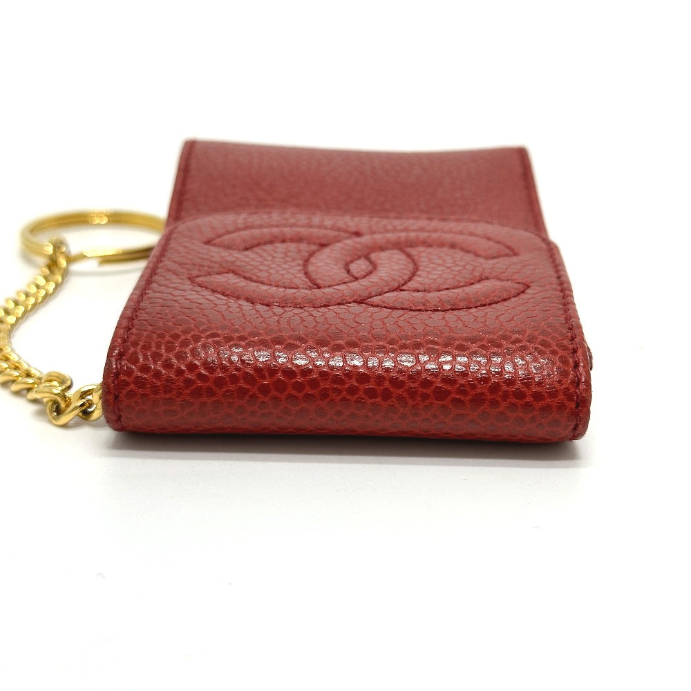 CHANEL Cigarette case Caviar skin Red CC COCO Mark mini Women Secondhand Authentic