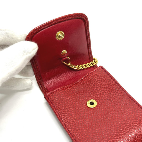 CHANEL Cigarette case Caviar skin Red CC COCO Mark mini Women Secondhand Authentic