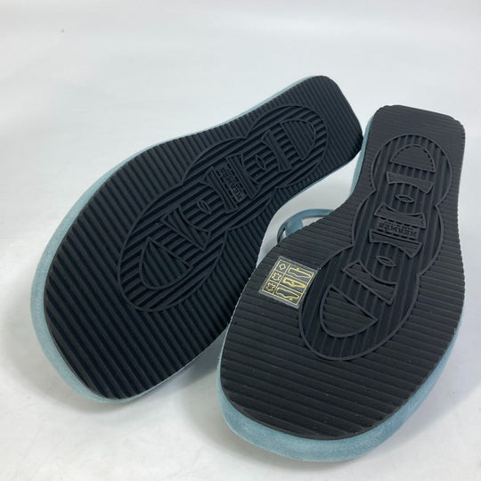 HERMES Sandals Suede / leather Light blue Platform sole Gypsy Women 38 Used Authentic