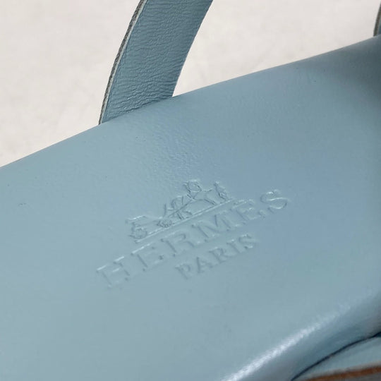 HERMES Sandals Suede / leather Light blue Platform sole Gypsy Women 38 Used Authentic