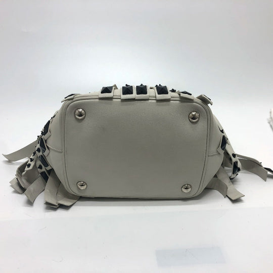 PRADA Handbag B2466S leather white fringe Women Used Authentic