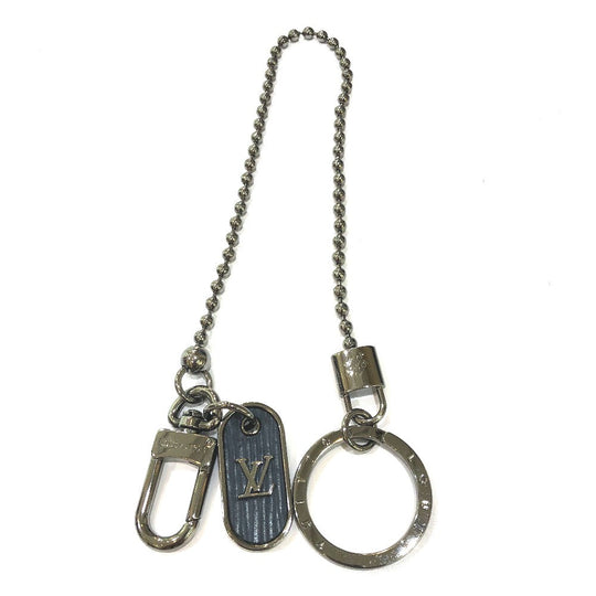 LOUIS VUITTON Key ring M62790 metal Silver LV/Cadena Keyring Chenne LV Tab mens Used Authentic