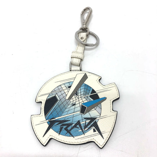 PRADA key ring 2TL296 saffiano leather white key/key ring charm Women Used Authentic