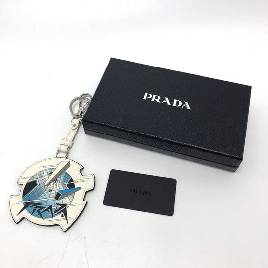 PRADA key ring 2TL296 saffiano leather white key/key ring charm Women Used Authentic