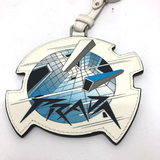 PRADA key ring 2TL296 saffiano leather white key/key ring charm Women Used Authentic