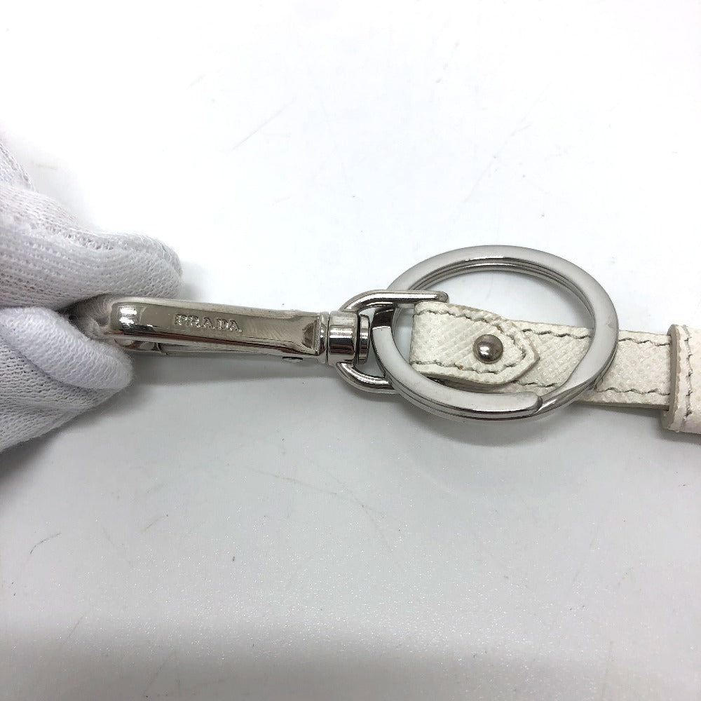 PRADA key ring 2TL296 saffiano leather white key/key ring charm Women Used Authentic