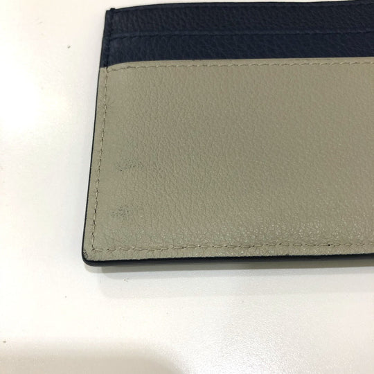 DIOR HOMME Card Case 06-BO-0115 leather Navy CD logo Business Card Holder Pass Case mens Used Authentic
