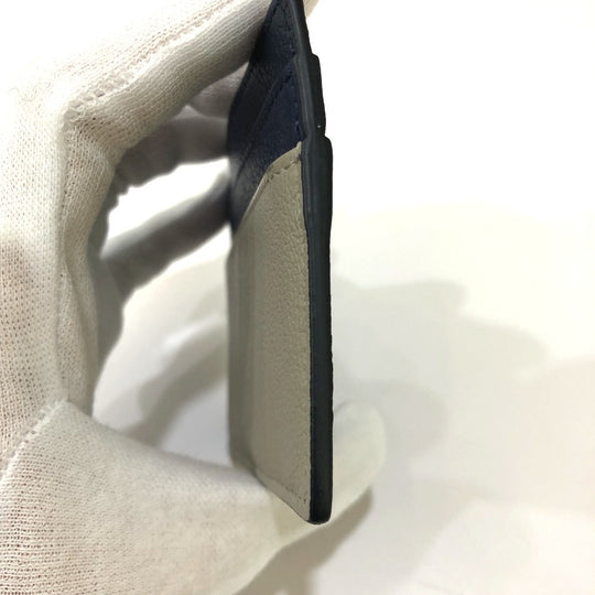 DIOR HOMME Card Case 06-BO-0115 leather Navy CD logo Business Card Holder Pass Case mens Used Authentic
