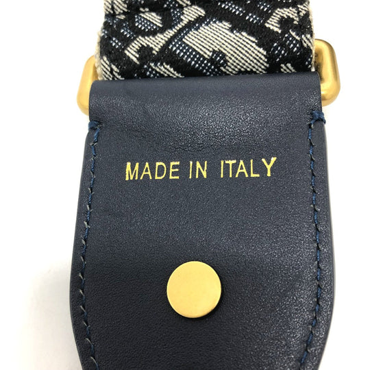 Dior Shoulder strap canvas Navy Oblique logo medallion Women Used Authentic