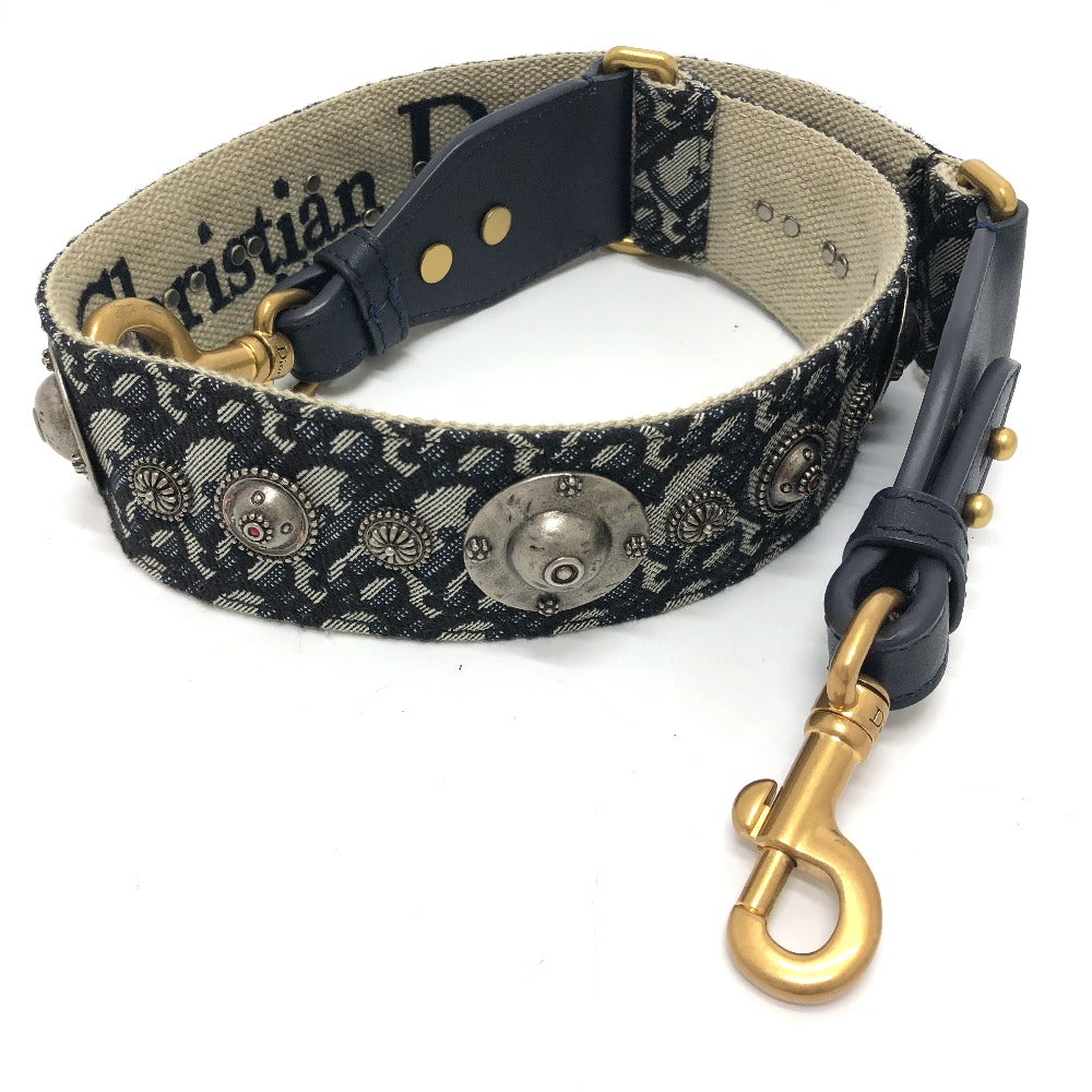 Dior Shoulder strap canvas Navy Oblique logo medallion Women Used Authentic