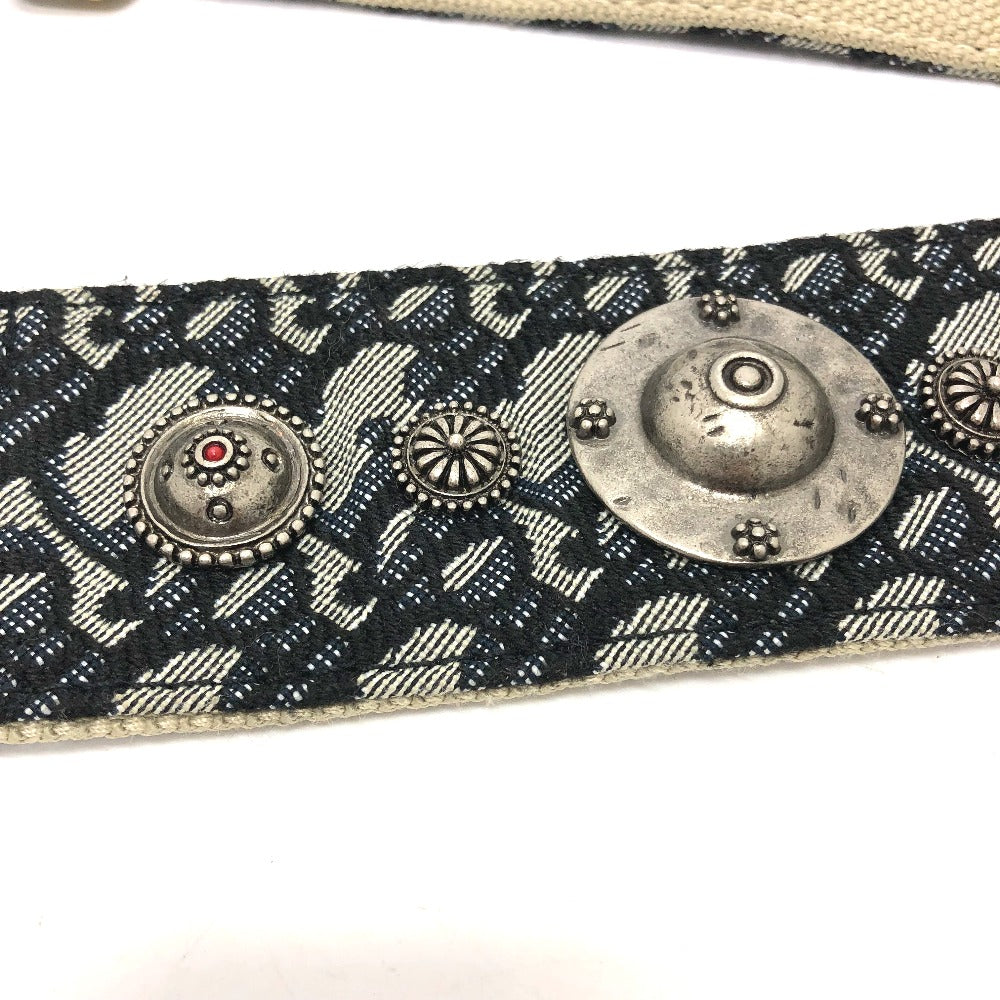 Dior Shoulder strap canvas Navy Oblique logo medallion Women Used Authentic