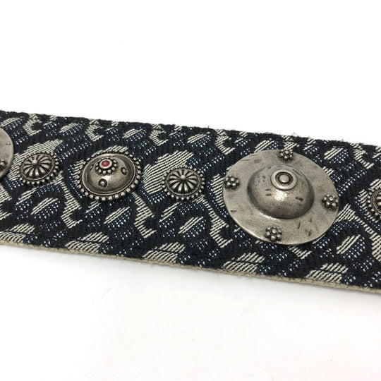 Dior Shoulder strap canvas Navy Oblique logo medallion Women Used Authentic