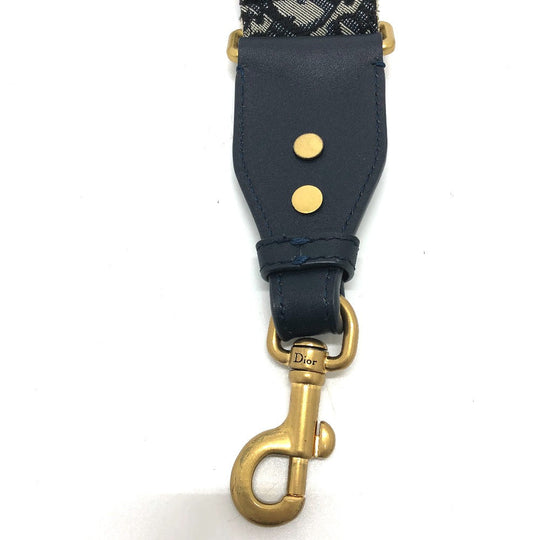 Dior Shoulder strap canvas Navy Oblique logo medallion Women Used Authentic