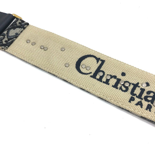Dior Shoulder strap canvas Navy Oblique logo medallion Women Used Authentic