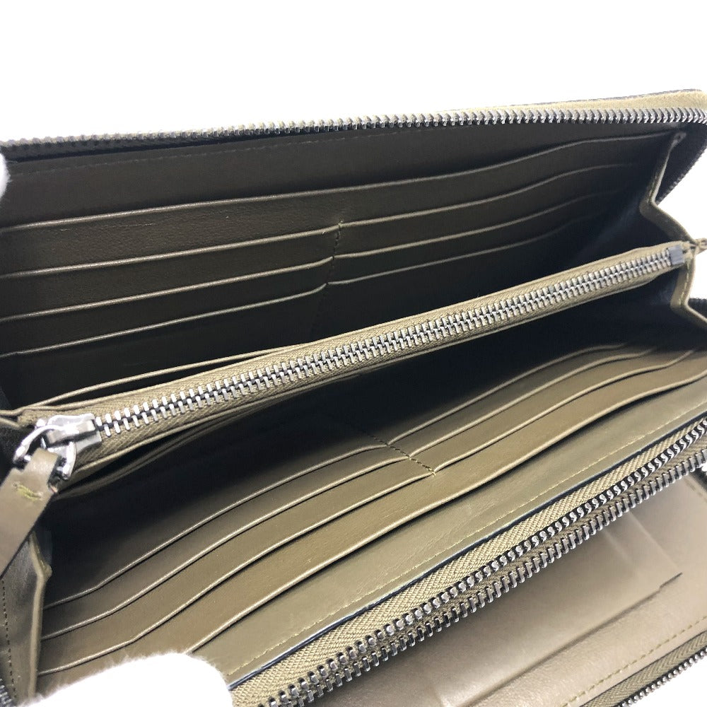 Valentino Garavani Long Wallet Purse leather khaki Rock studs double zip fastener mens Used Authentic