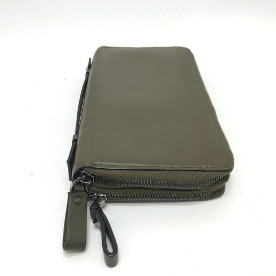 Valentino Garavani Long Wallet Purse leather khaki Rock studs double zip fastener mens Used Authentic