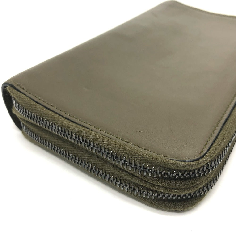 Valentino Garavani Long Wallet Purse leather khaki Rock studs double zip fastener mens Used Authentic