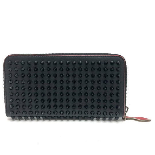 Christian Louboutin Long Wallet Purse leather black Panettone Spike studs mens Used Authentic