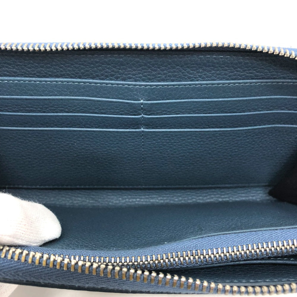DIOR HOMME Long Wallet Purse leather Navy logo Zip Around mens Used Authentic