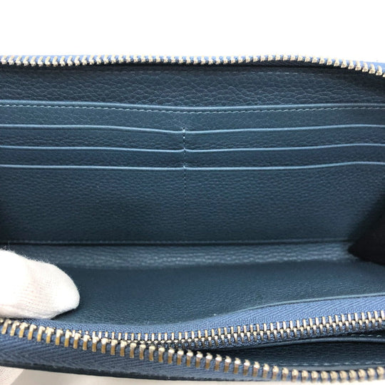 DIOR HOMME Long Wallet Purse leather Navy logo Zip Around mens Used Authentic