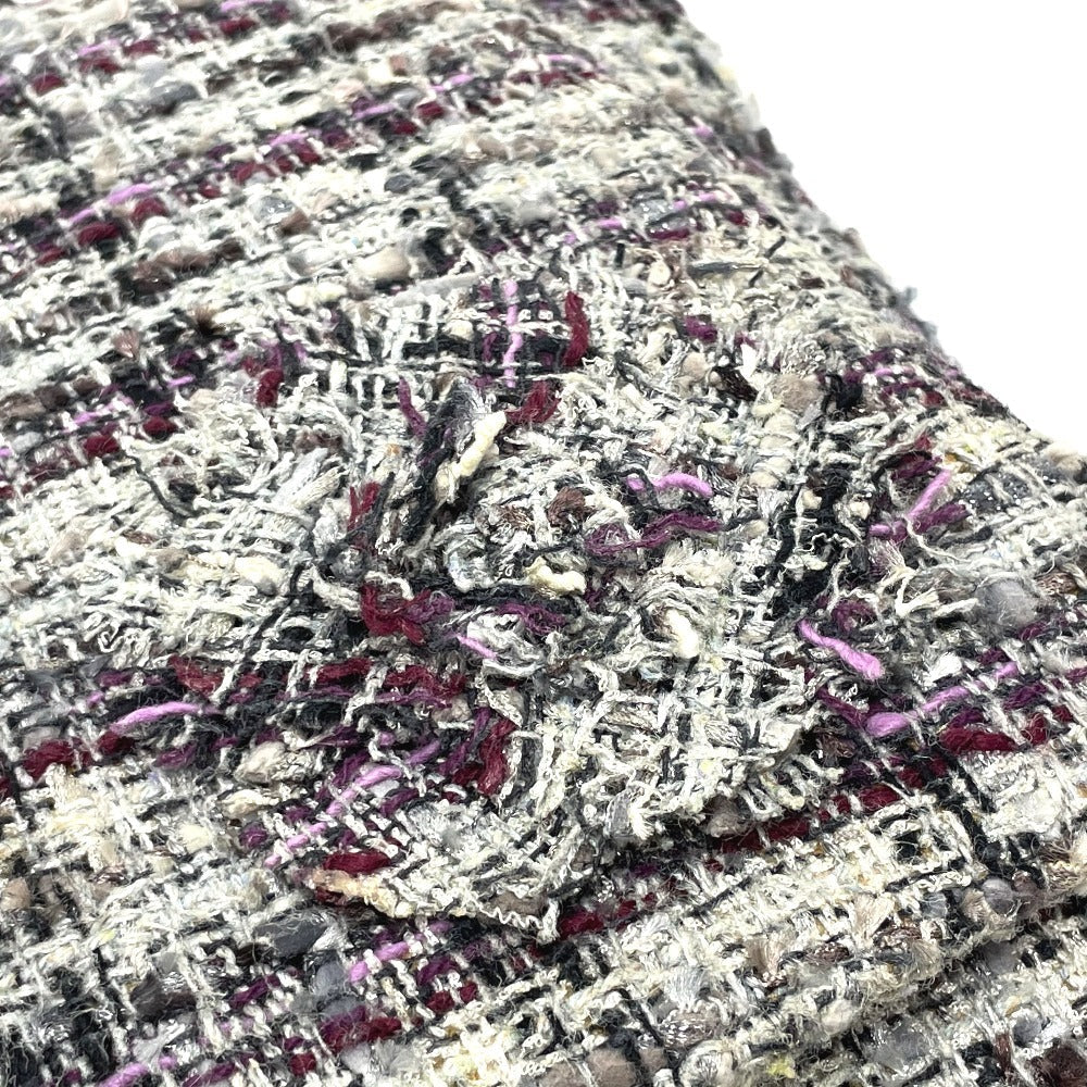 CHANEL Shoulder Bag tweed gray Camelia flap Women Used Authentic