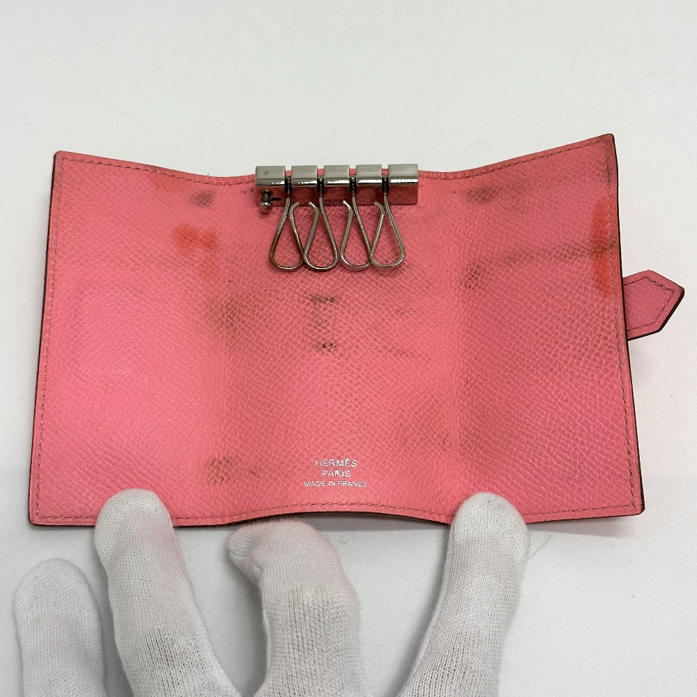 HERMES Key case Key holder  Epsom pink HMetal Bean Women Used Authentic