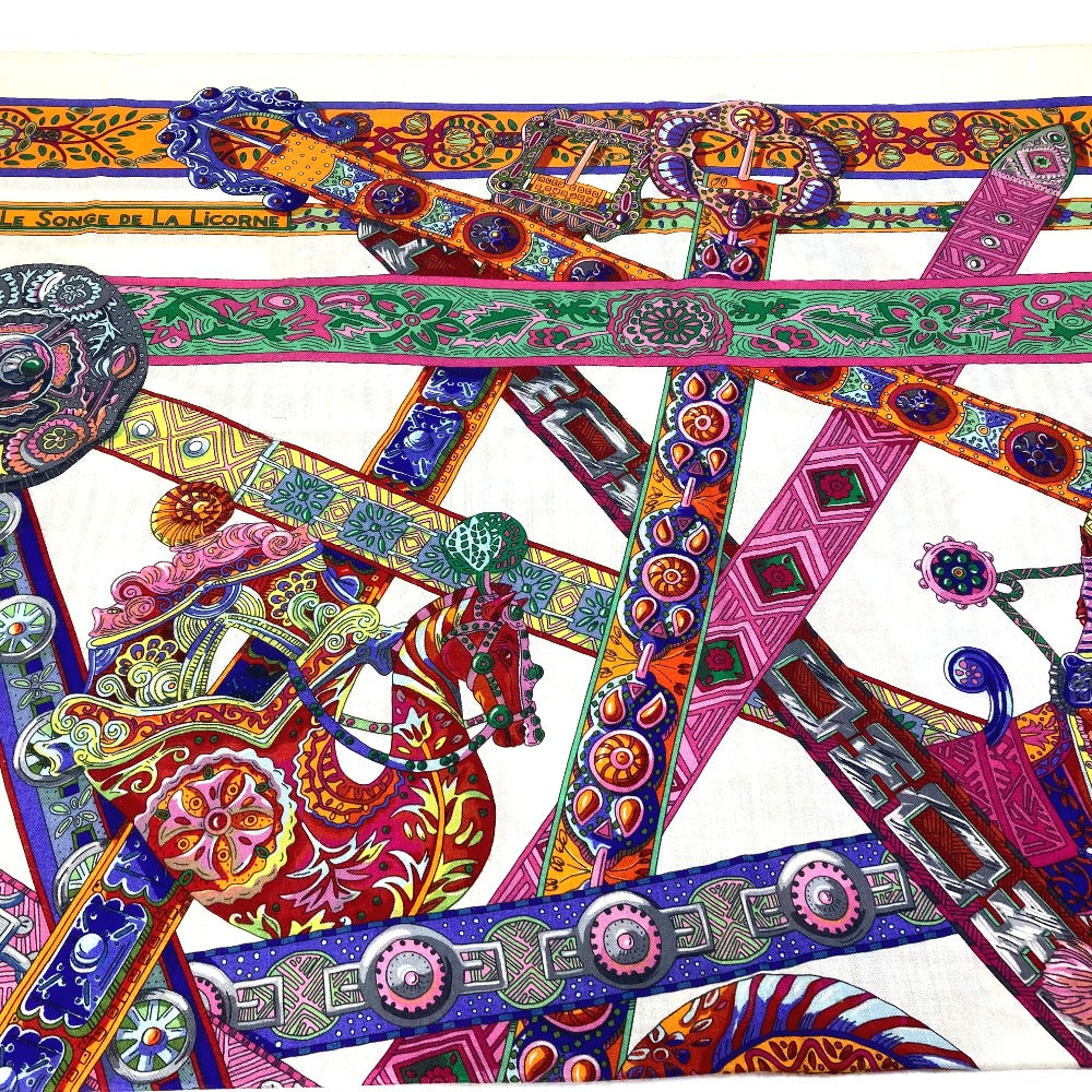 HERMES scarf Silk / cashmere multicolor unicorn dream Carre140 Women Used Authentic