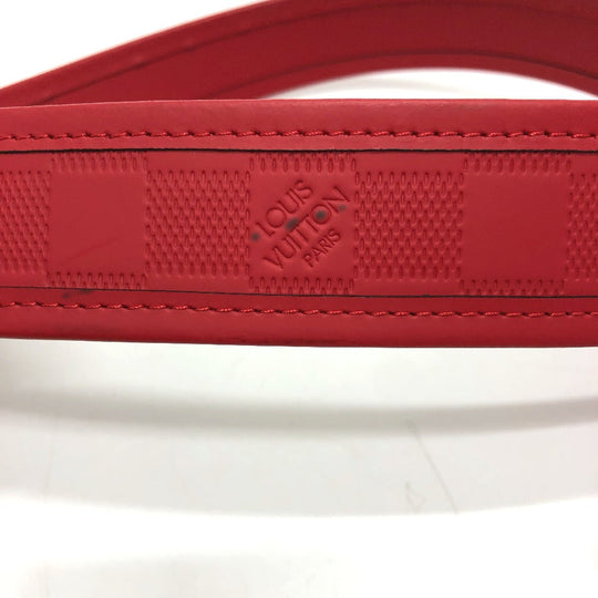 LOUIS VUITTON belt M9122 Damier Anfini Leather Red Damier Anfini Sainteur stamp Women 90/36 Used Authentic