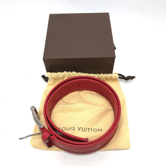 LOUIS VUITTON belt M9122 Damier Anfini Leather Red Damier Anfini Sainteur stamp Women 90/36 Used Authentic