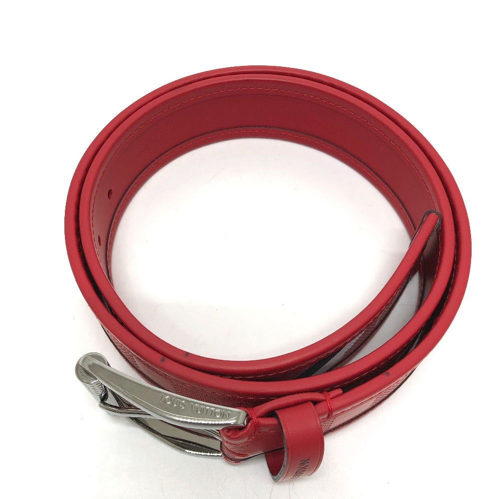 LOUIS VUITTON belt M9122 Damier Anfini Leather Red Damier Anfini Sainteur stamp Women 90/36 Used Authentic