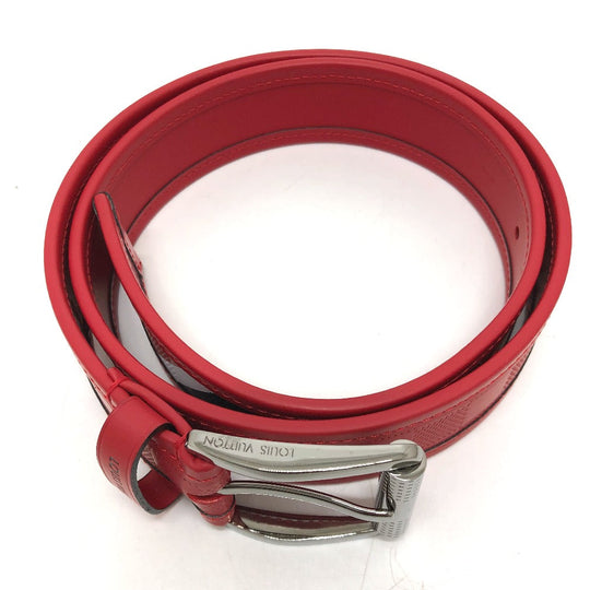 LOUIS VUITTON belt M9122 Damier Anfini Leather Red Damier Anfini Sainteur stamp Women 90/36 Used Authentic