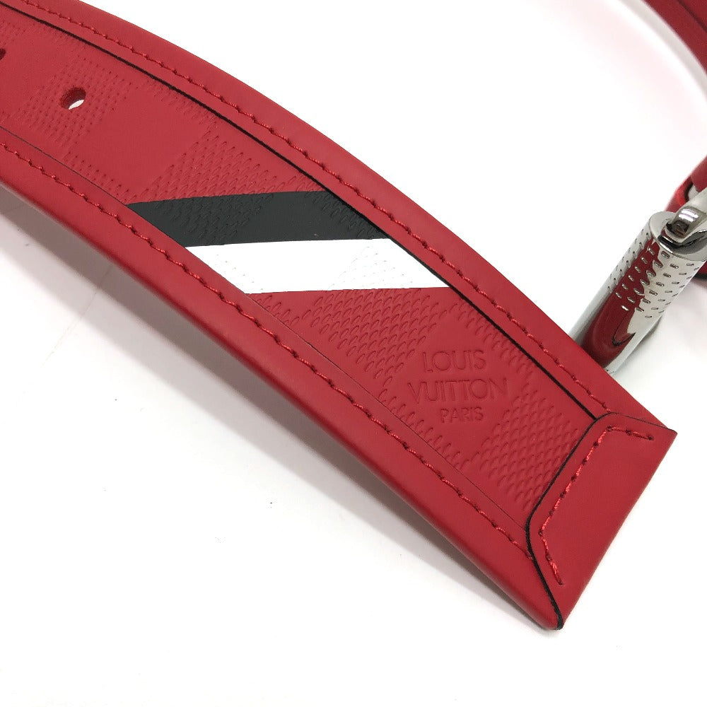 LOUIS VUITTON belt M9122 Damier Anfini Leather Red Damier Anfini Sainteur stamp Women 90/36 Used Authentic