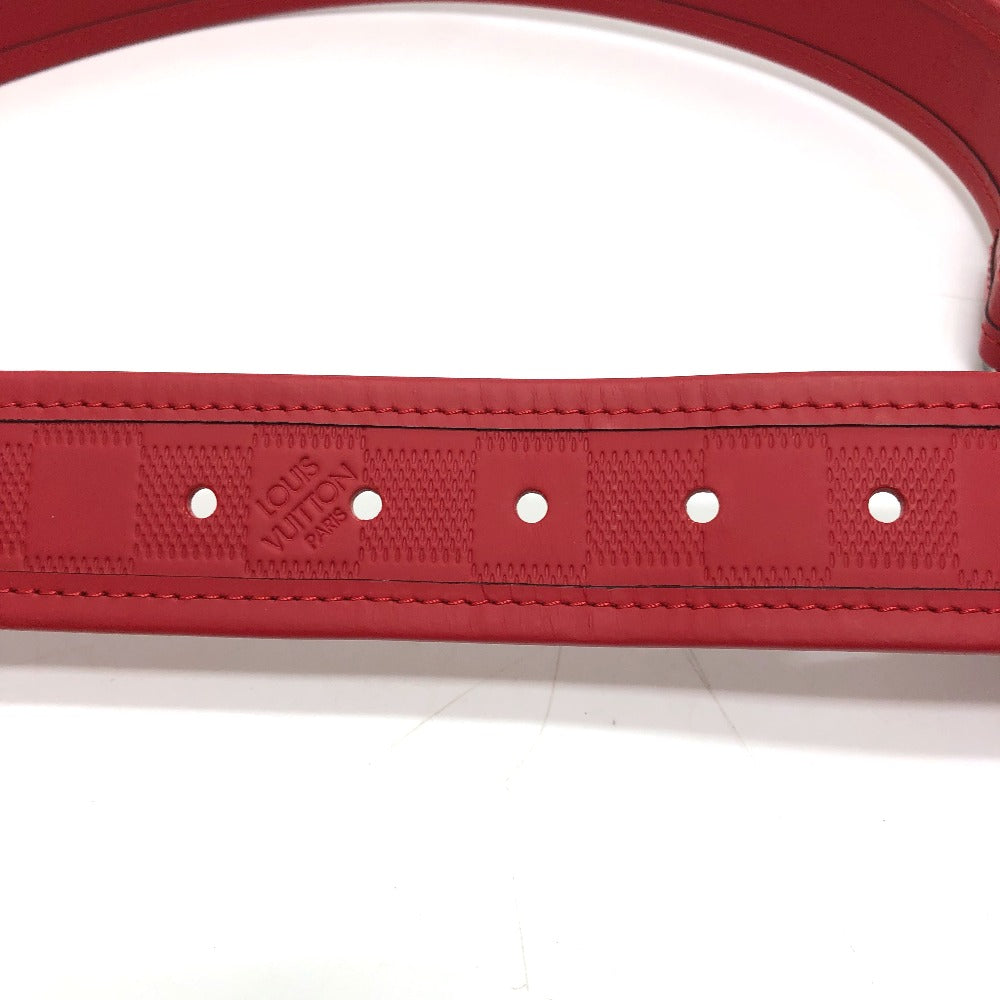 LOUIS VUITTON belt M9122 Damier Anfini Leather Red Damier Anfini Sainteur stamp Women 90/36 Used Authentic