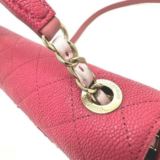 CHANEL Shoulder Bag Caviar skin Pink type COCO Mark CC coil Women Used Authentic