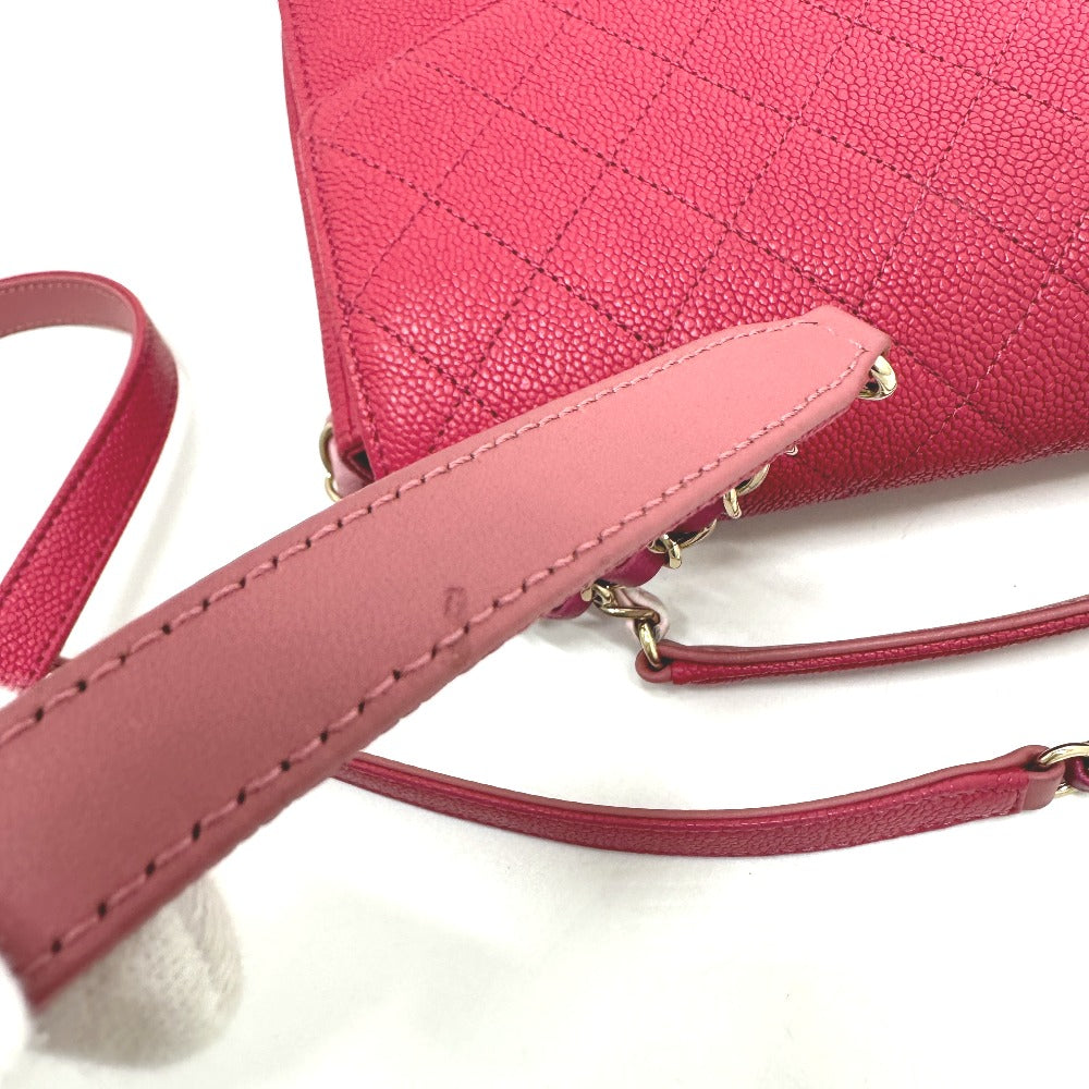 CHANEL Shoulder Bag Caviar skin Pink type COCO Mark CC coil Women Used Authentic