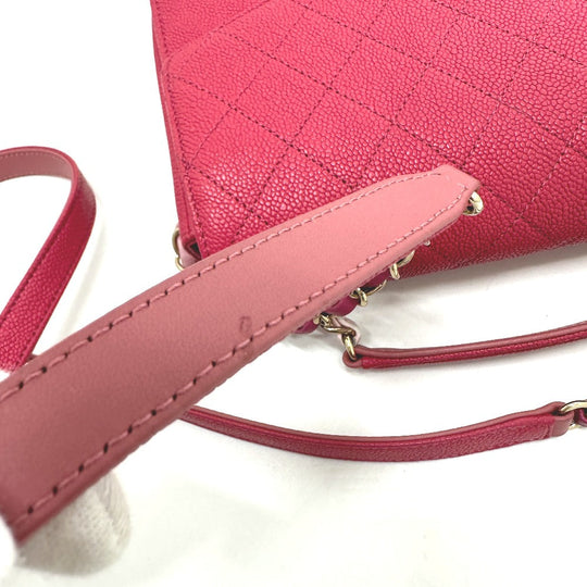 CHANEL Shoulder Bag Caviar skin Pink type COCO Mark CC coil Women Used Authentic