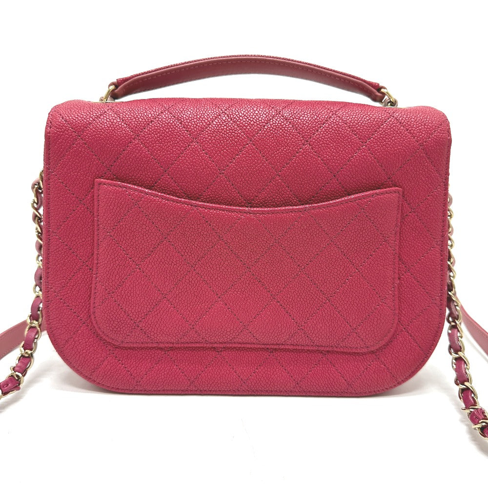CHANEL Shoulder Bag Caviar skin Pink type COCO Mark CC coil Women Used Authentic