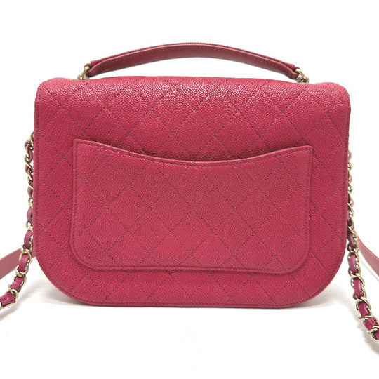CHANEL Shoulder Bag Caviar skin Pink type COCO Mark CC coil Women Used Authentic