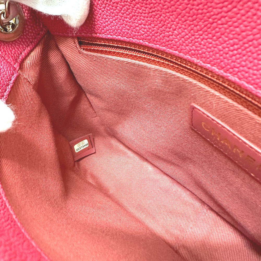 CHANEL Shoulder Bag Caviar skin Pink type COCO Mark CC coil Women Used Authentic