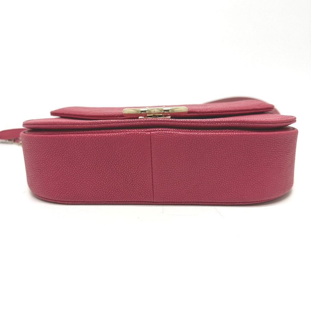CHANEL Shoulder Bag Caviar skin Pink type COCO Mark CC coil Women Used Authentic