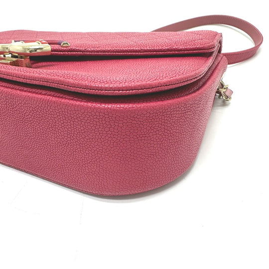 CHANEL Shoulder Bag Caviar skin Pink type COCO Mark CC coil Women Used Authentic