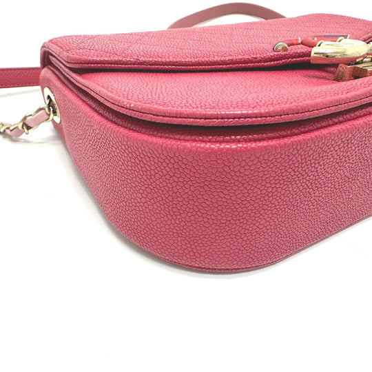 CHANEL Shoulder Bag Caviar skin Pink type COCO Mark CC coil Women Used Authentic