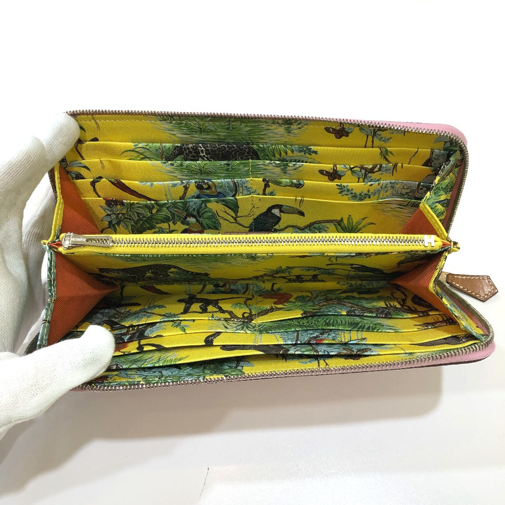 HERMES Long Wallet Purse Epsom Pink type Overall handle Azap long silk in Women Used Authentic