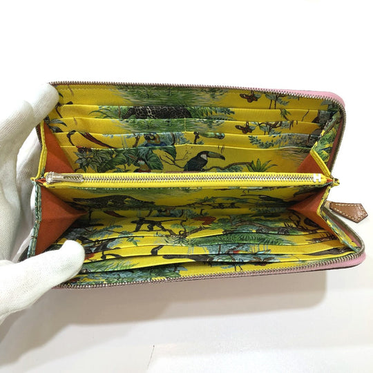 HERMES Long Wallet Purse Epsom Pink type Overall handle Azap long silk in Women Used Authentic
