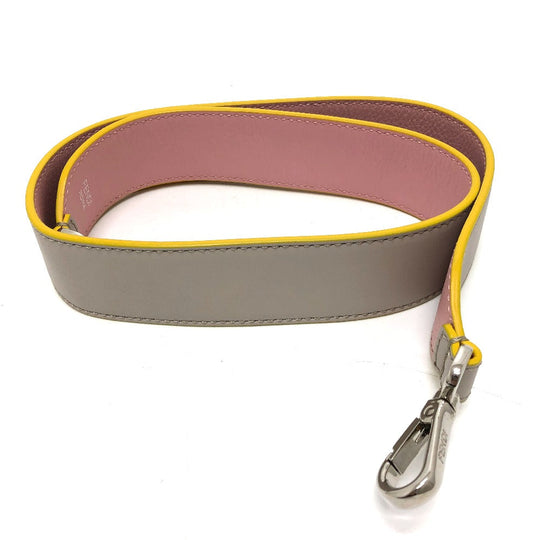 FENDI Shoulder strap leather Gray / pink Strap only Strap you Women Used Authentic