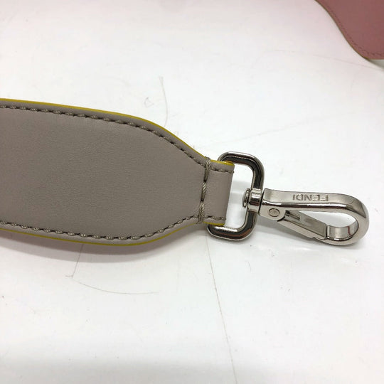FENDI Shoulder strap leather Gray / pink Strap only Strap you Women Used Authentic